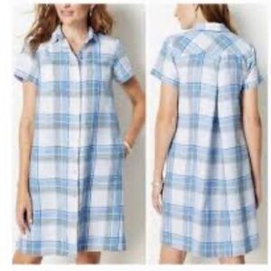 J Jill love linen plaid blue and white button down dress shirtsize XlArge